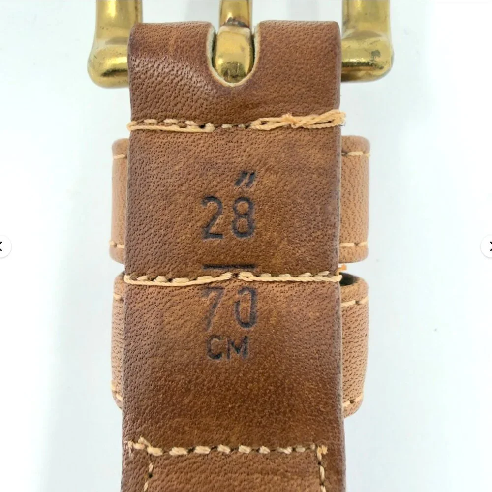 Coach Surcingle Belt Wool Webbing Leather Trim Brass Buckle‎ 28